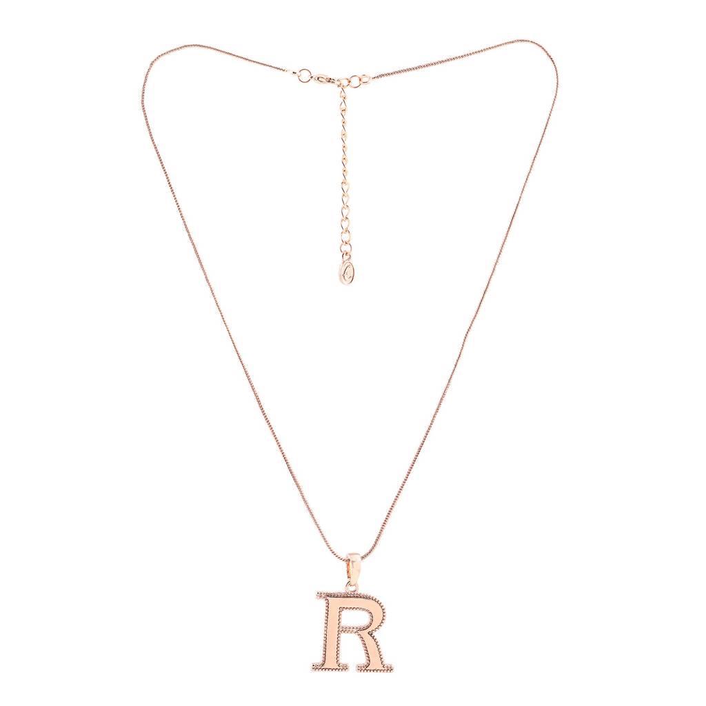 Estele Rosegold Plated R Letter Charm Pendant For Women : 1009-RPENDANT