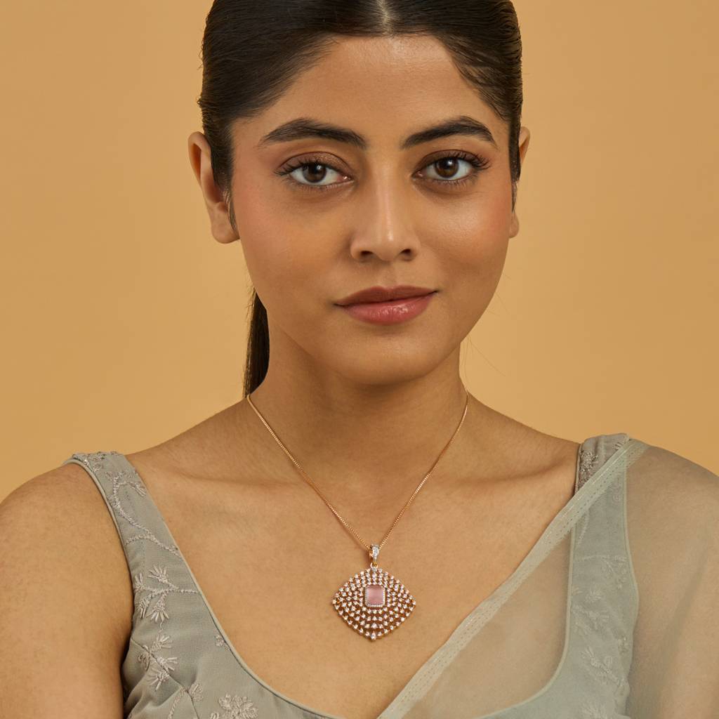 Kushal'S Fashion Jewellery Green Rhodium-Plated Party Zircon Pendant -178534 : 427438