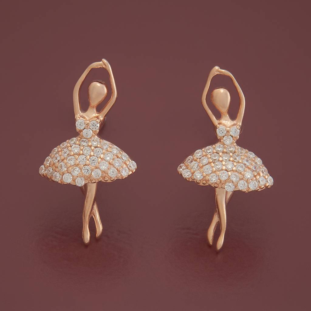 Kushal'S Fashion Jewellery White Rose Gold-Plated Party 92.5 Sterling Silver Studs-180725 : 431953