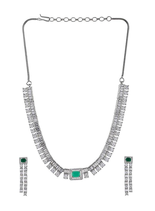 Cz Elegance Emerald Cut Zircons Jewellery Set : 8905124476743