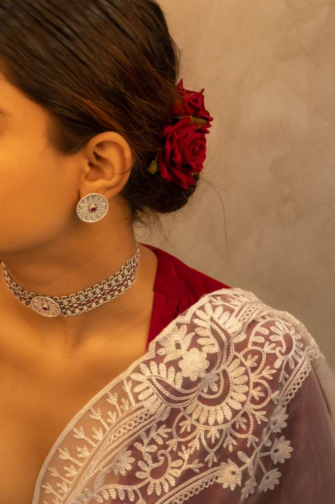 Mizoya Flower Motif Raani Jadau Choker Set : SN40608022