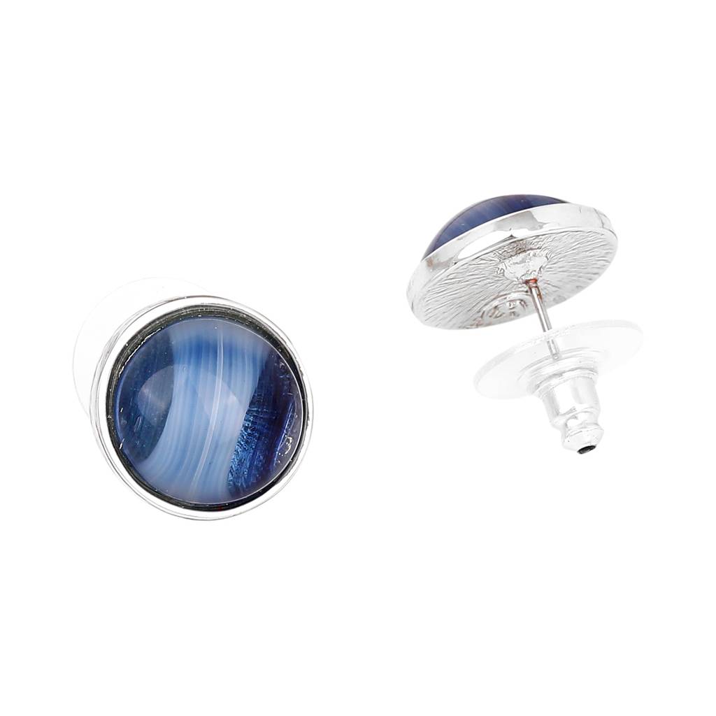 Estele Rhodium Plated Blue Colour Round Stud Earrings : 348702ER