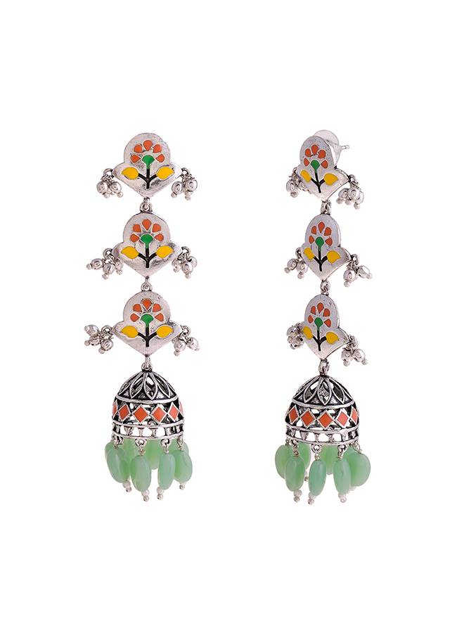 Bagh E Fiza Pastel Jhumka Layered Earrings : 8907617929293