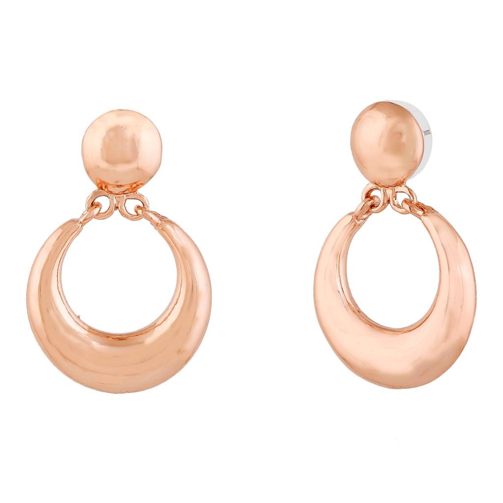Estele Rosegold Plated Round Small Drop Earrings For Girls And Women : 320701-RGER