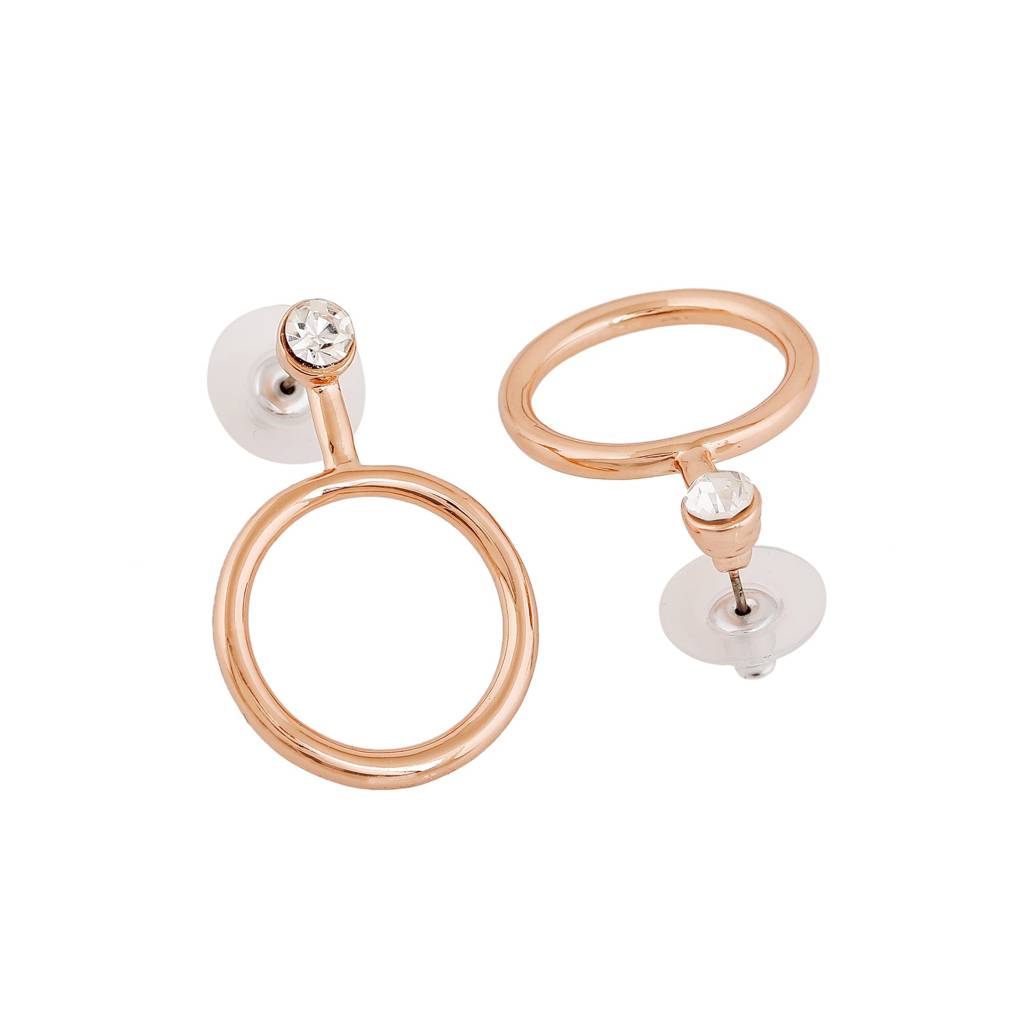Estele Rosegold Plated Stylish Circular Designer Earrings For Women : 690709-RGER