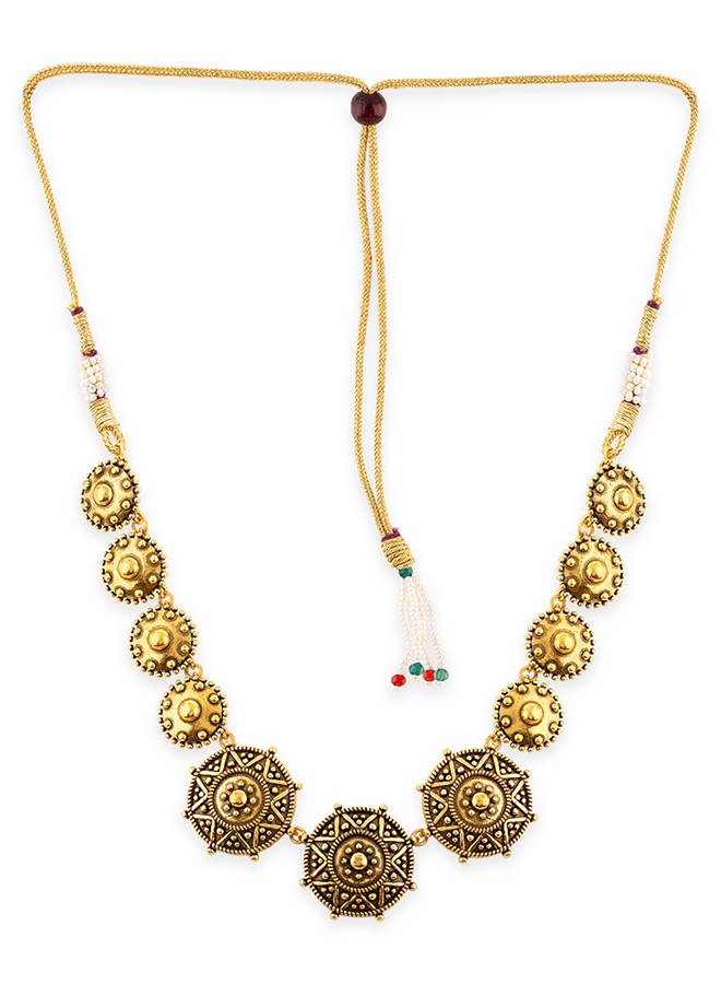 Rava Ball Brass Oxidized Statement Necklace : 8905124135909