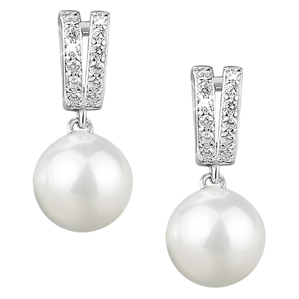 Pearl Studded Silver Plated Drop & Dangle Earrings Fashion Wear Stylish Jewellery Gift For Girls & Women (Px8E117) : PX8E117