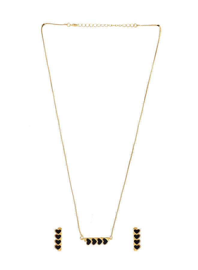 Valentine'S Day Collection Edgy Black Hearts Pendant Set : 8905124491203