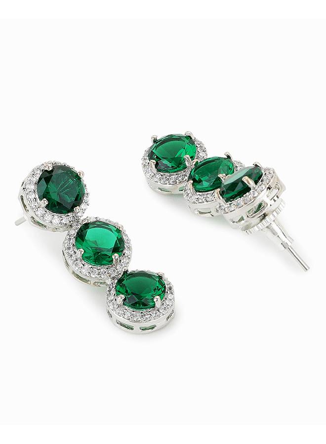 Sparkling Elegance Emerald Hued Cz Jewellery Set : 8905124435542