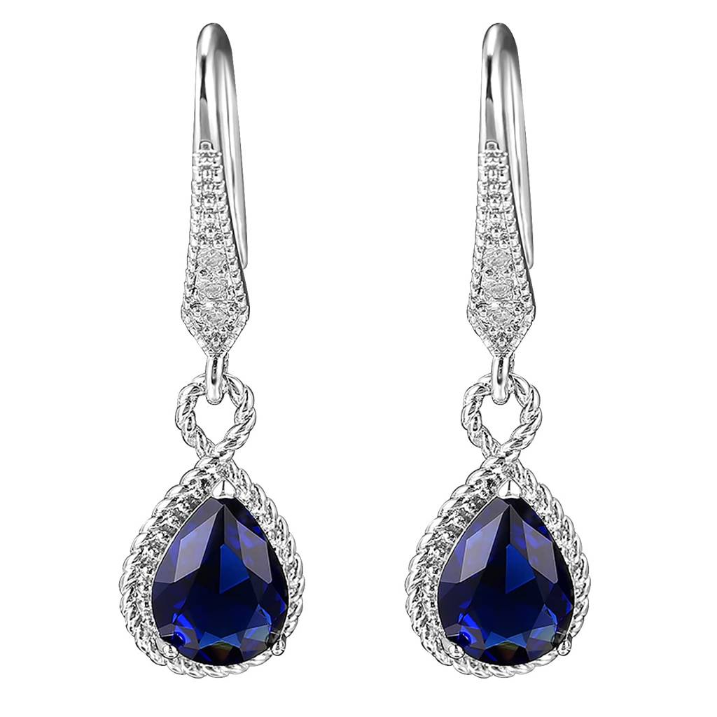 Blue Crystal Studded Silver Plated Drop & Dangle Earrings Fashion Stylish Jewellery Gift For Girls & Women (Px8E134B) : PX8E134B