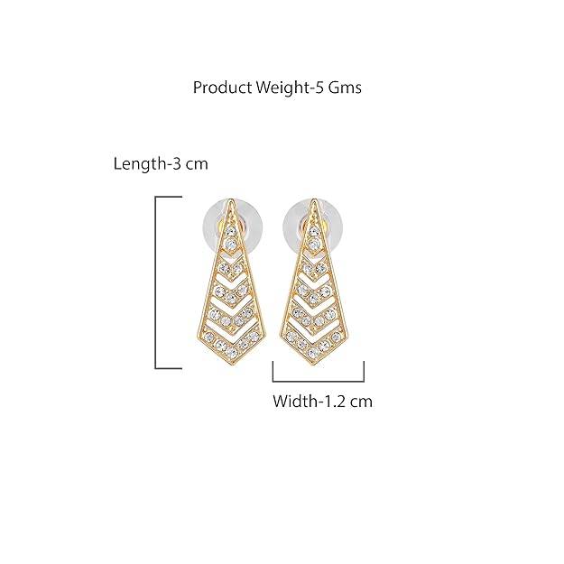 Gold Plated Timeless & Stunning White Crystals Accented Classic Stud Earrings For Girls : 195704-2NIGER