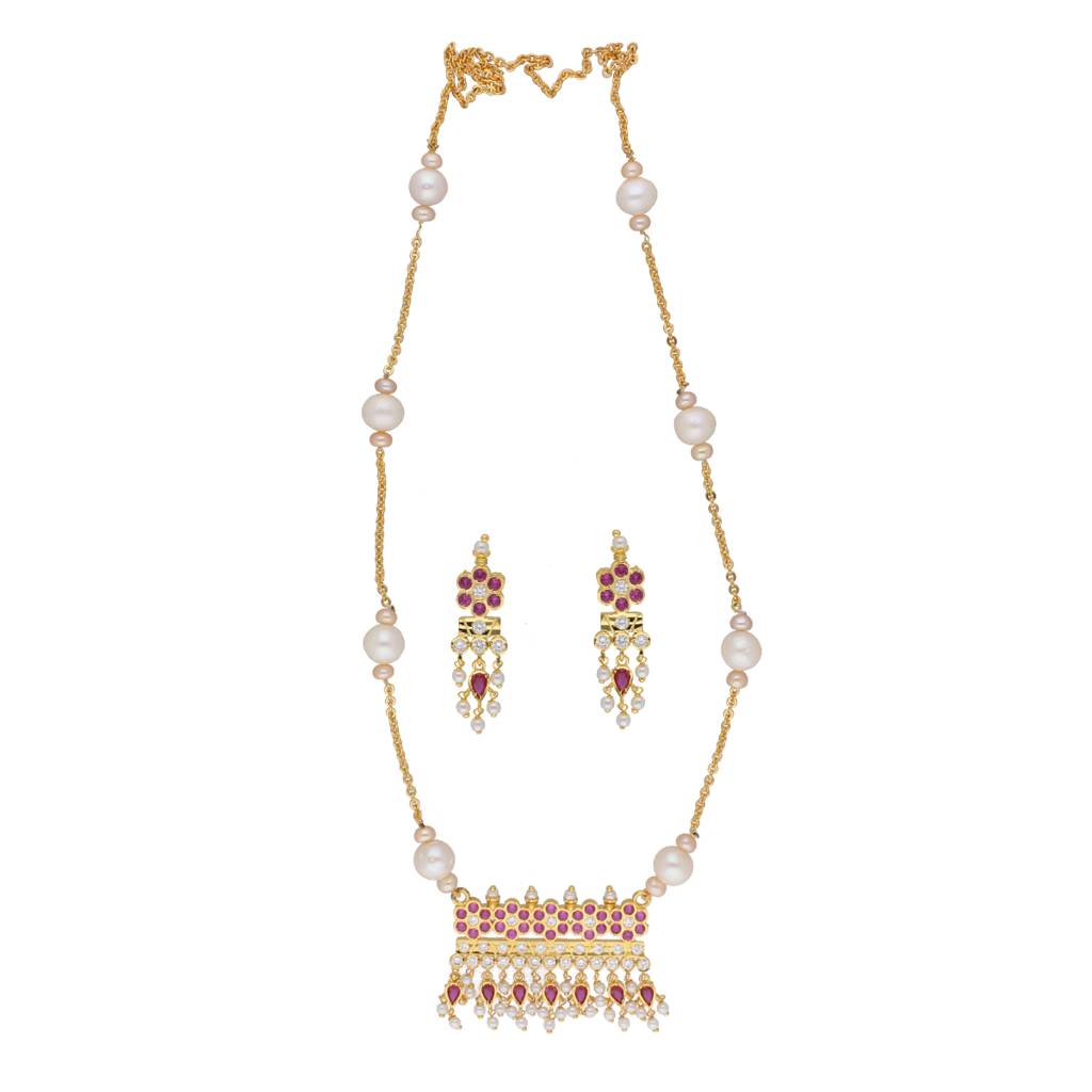 Raksha 1 Line Round Pearl Necklaces : JPFEB-22-220