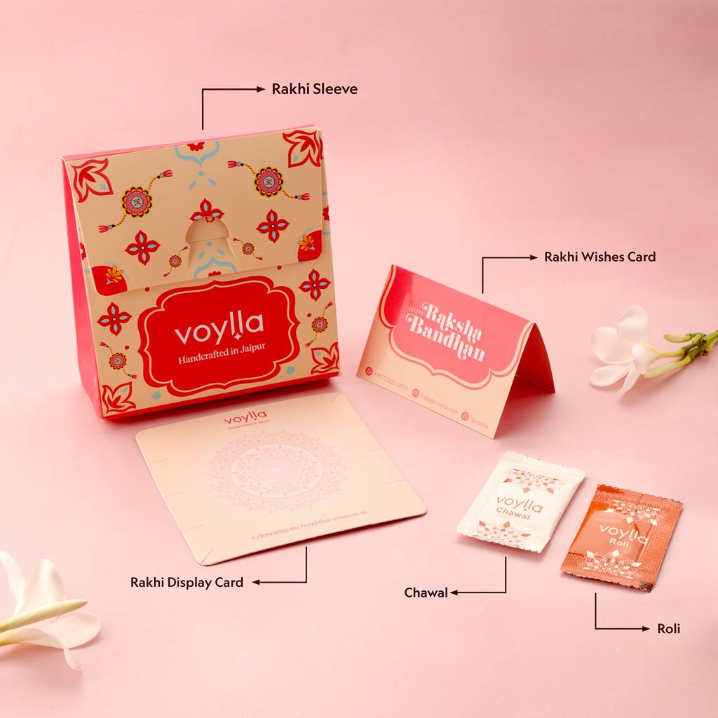 Timeless Designer Floral Bhaiya Bhabhi Rakhi Set : 8905124562095