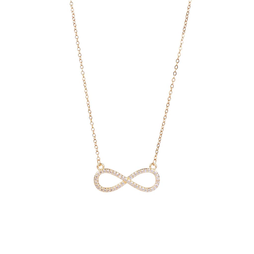 Infinity Love Golden Crystal Necklace : NS11793