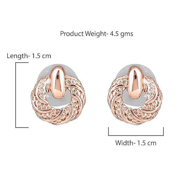 Estele Rosegold Plated Circular Stud Earrings For Women : 721707-IGER