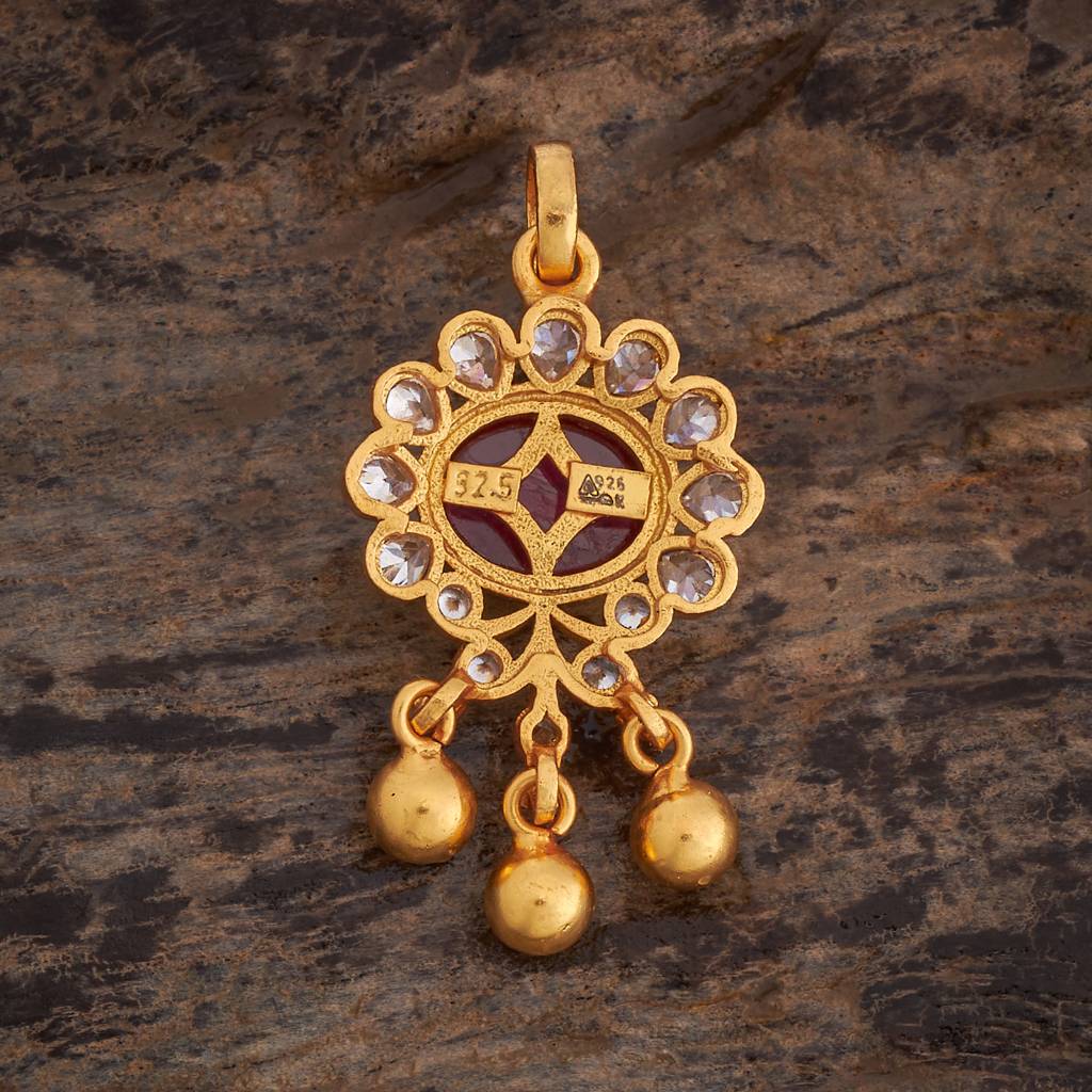 Gold-Plated Ethnic 92.5 Pure Silver Temple Pendant : 426594