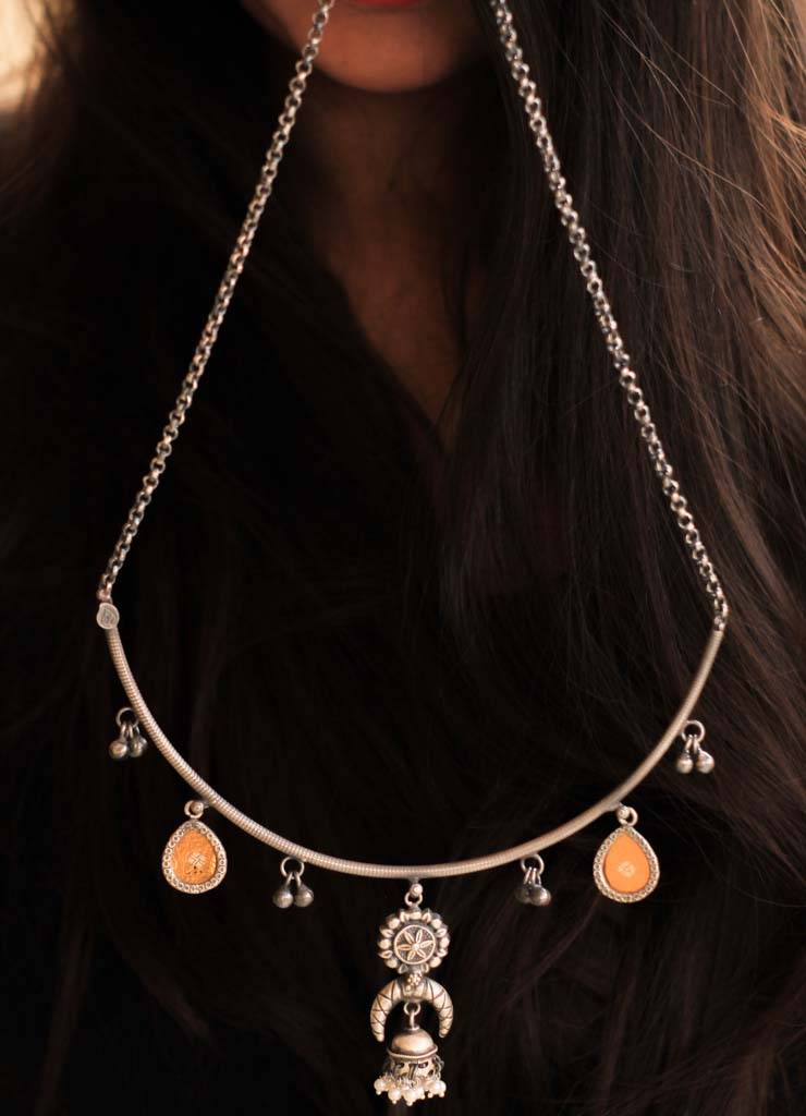 Dulari Yellow Handpainted Quirky Necklace : SN155