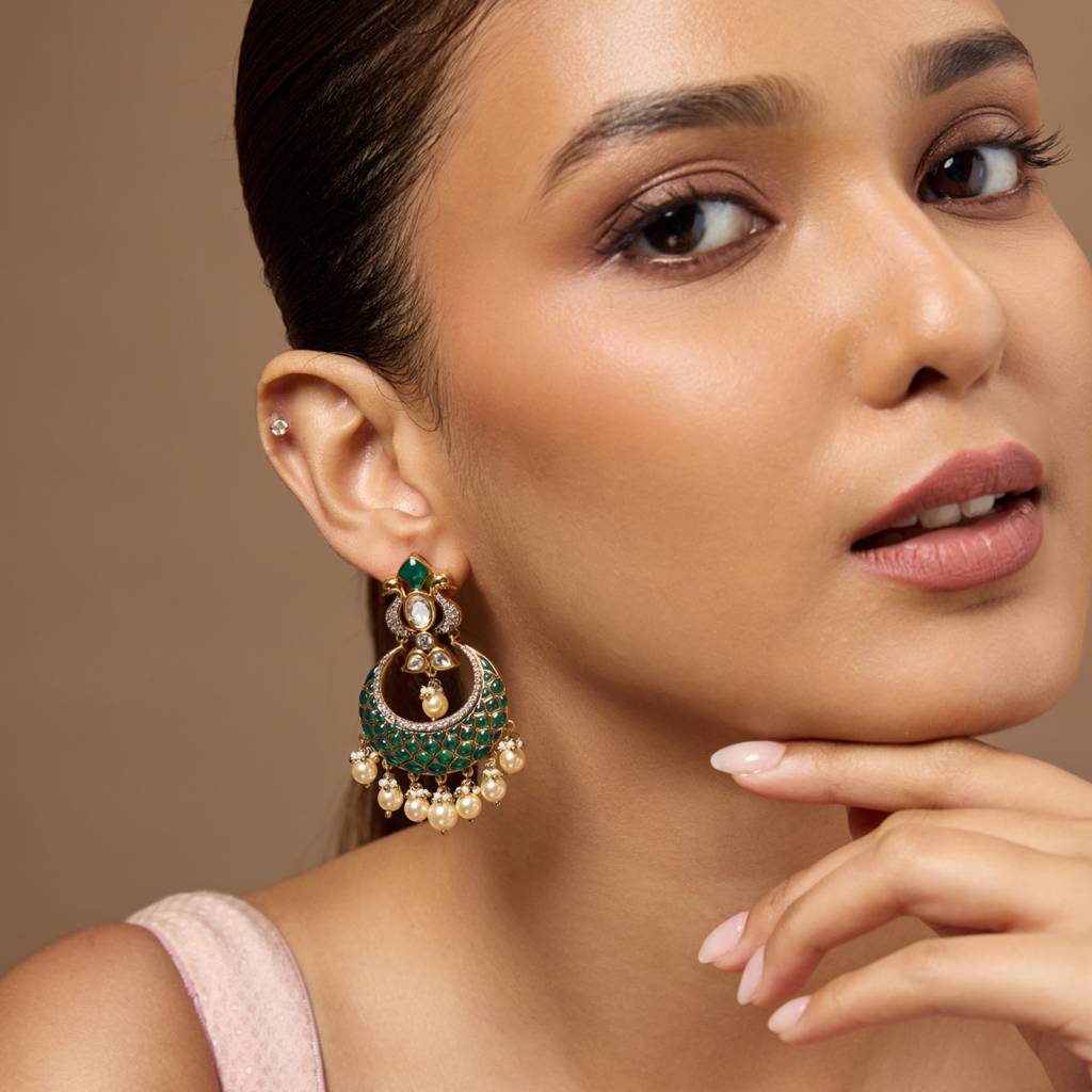 Kushal'S Fashion Jewellery -Plated Kundan Chandbali Earrings-184830 : 441269