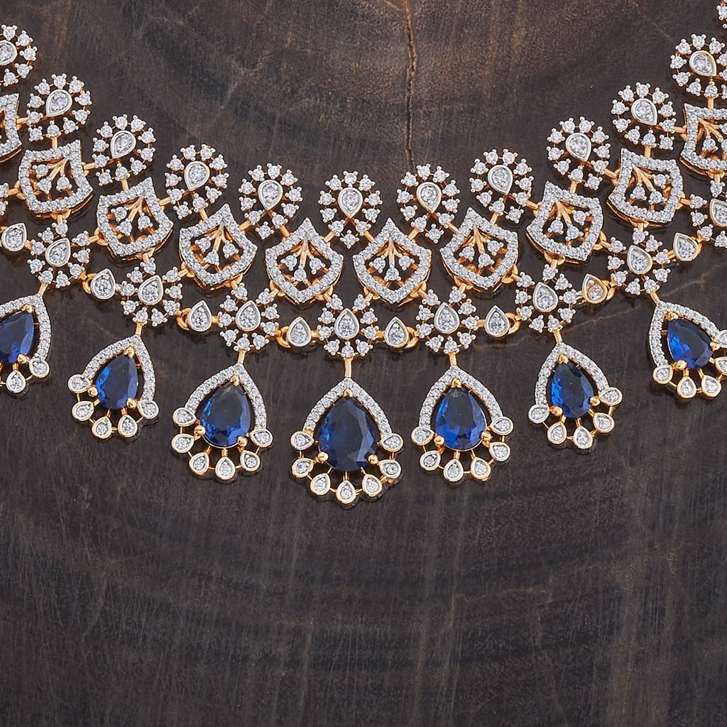 Kushal'S Fashion Jewellery Rhodium-Plated Cubic Zirconia Studded Jewellery Set-178007 : 426498