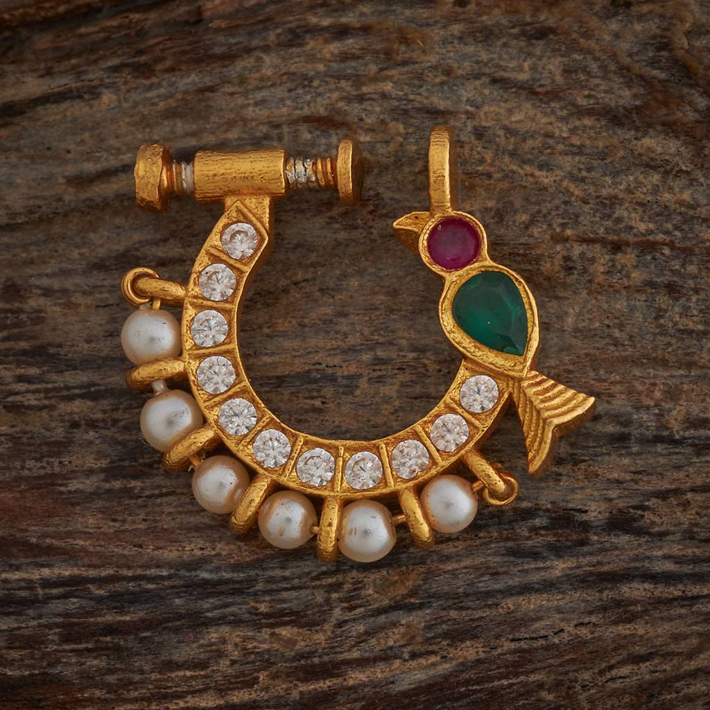Kushal'S Fashion Jewellery Plated Ethnic Temple Silver Nosepin-150867 : 416817