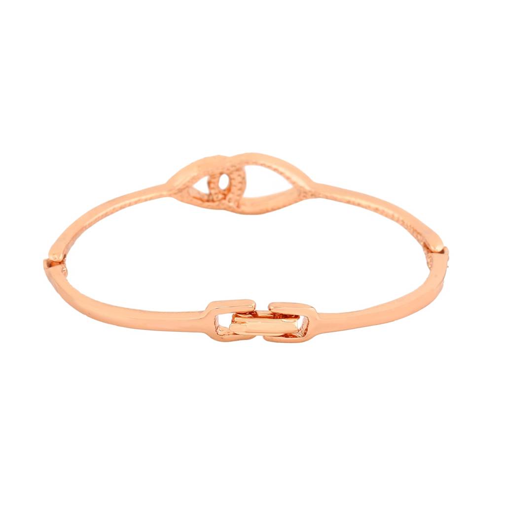 Estele Rosegold Plated Leaf Designer Bracelet With Austrian Crystals For Girls And Women : 101945-RGBR