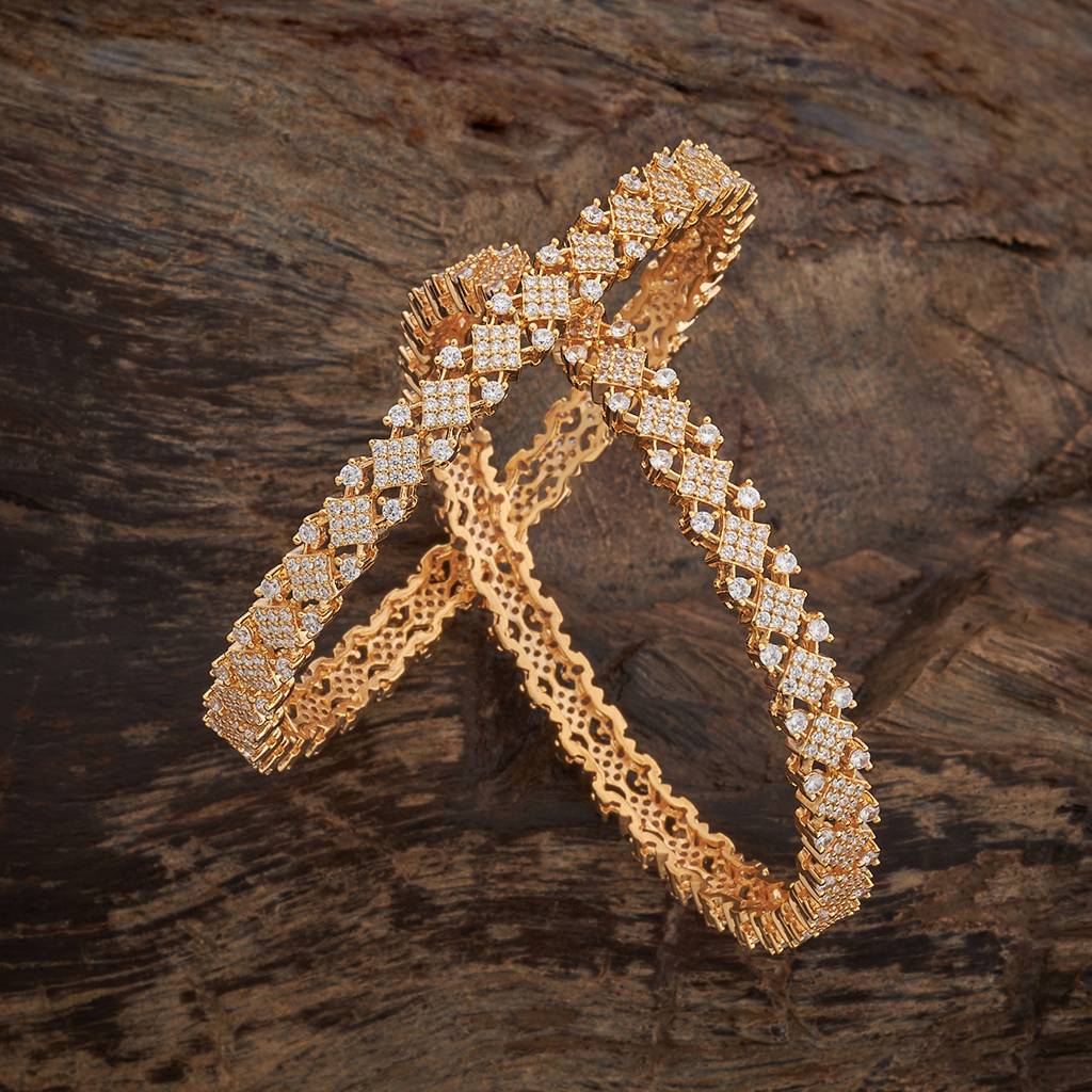 Kushal'S Fashion Jewellery White Gold-Plated Party Zircon Bangle-181982 : 434664