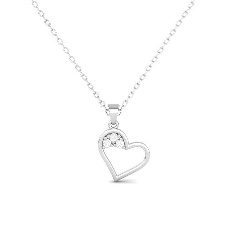 Open Heart Moissanite Dainty Pendant Necklace : TGDP-190-Y
