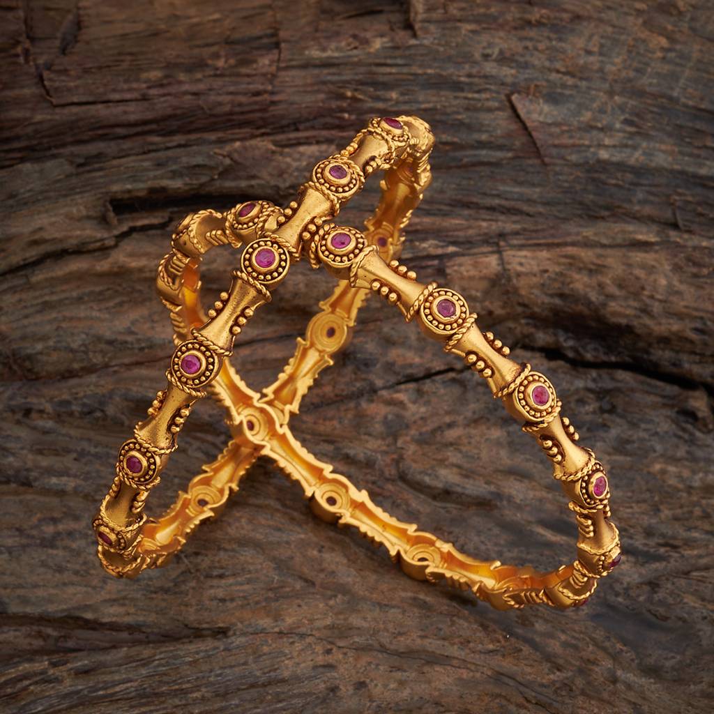 Kushal'S Fashion Jewellery Ruby Gold-Plated Ethnic Antique Bangle-165536 : 404700