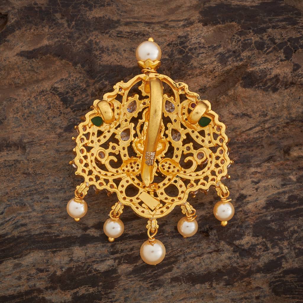Kushal'S Fashion Jewellery Oxidised Gold-Plated Ethnic 92.5 Pure Silver Temple Pendants-179589 : 429642