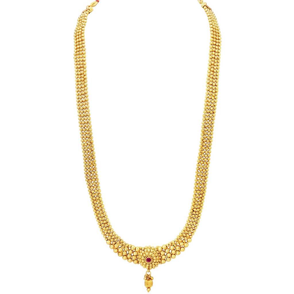 Traditional Gold Plated Maharani Haar Necklace With Earrings South Style Indian Bridal Jewellery Set Gift For W : PF04BR3398RP