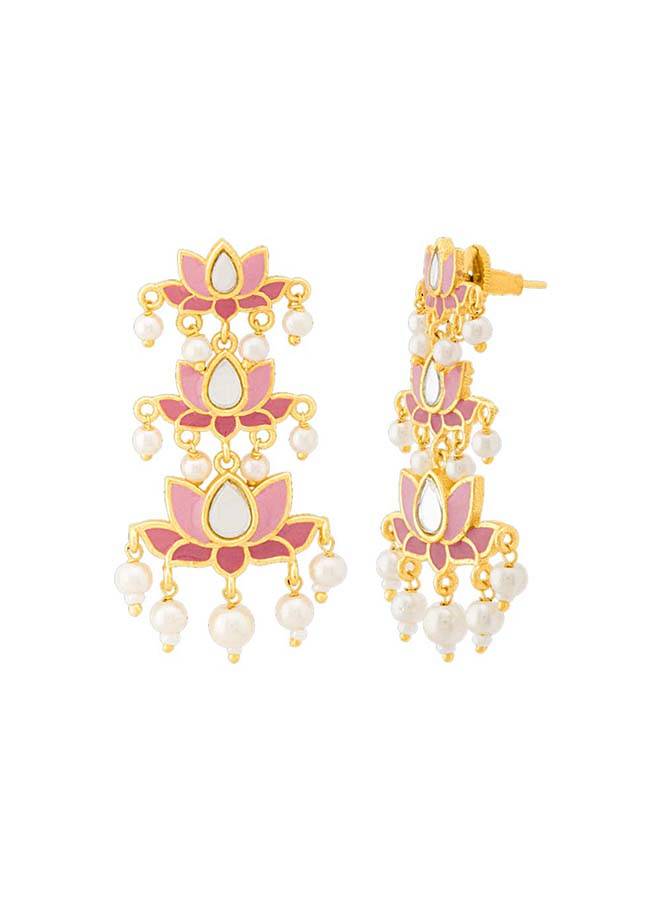 Ombre Pink Spring Earrings For Women : 8907617806174