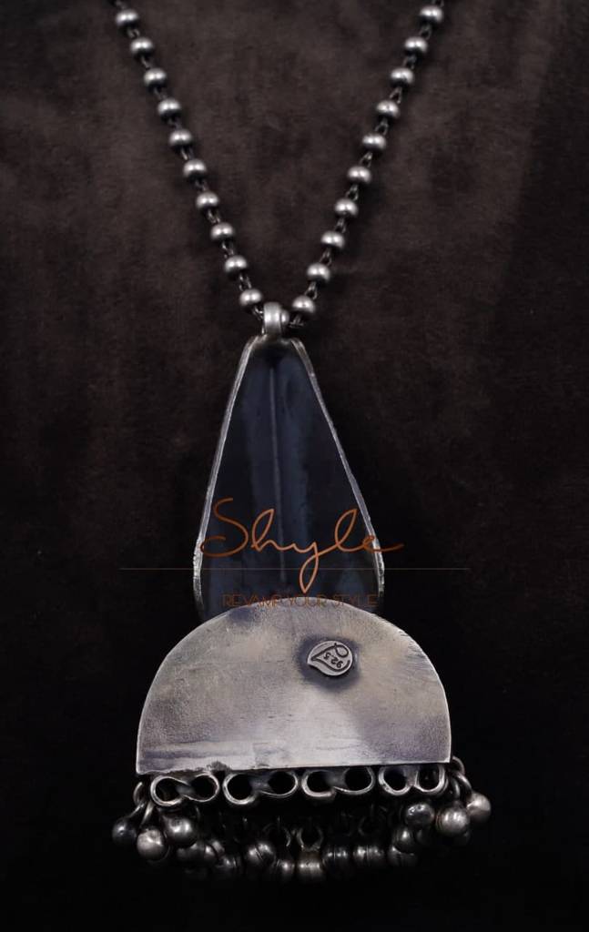 Mizoya Intricate Motif Embossed Jhumka Ball Chain Necklace : SN1171