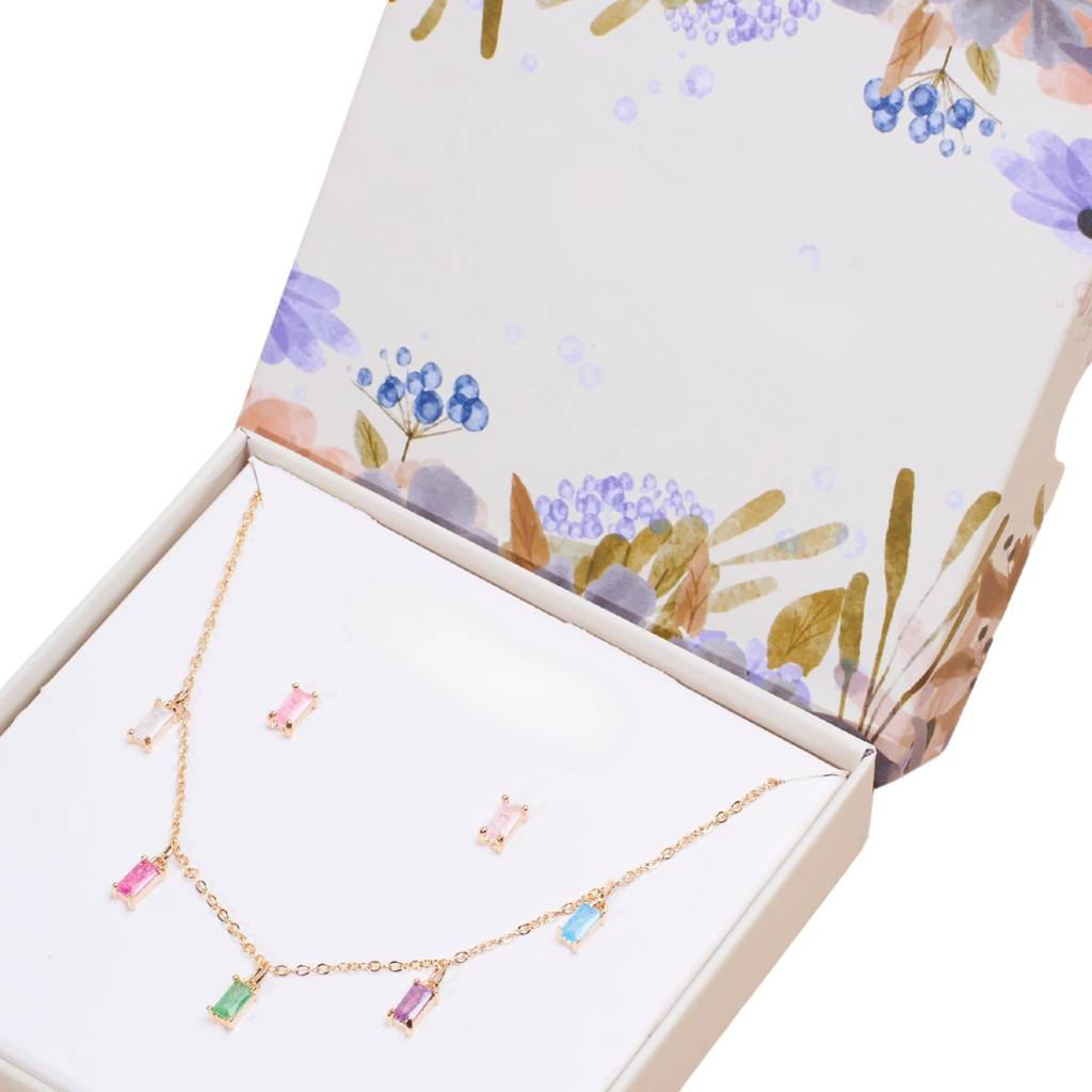 Lagoon Tassel Necklace And Earrings Set : EN24153-G-MLT
