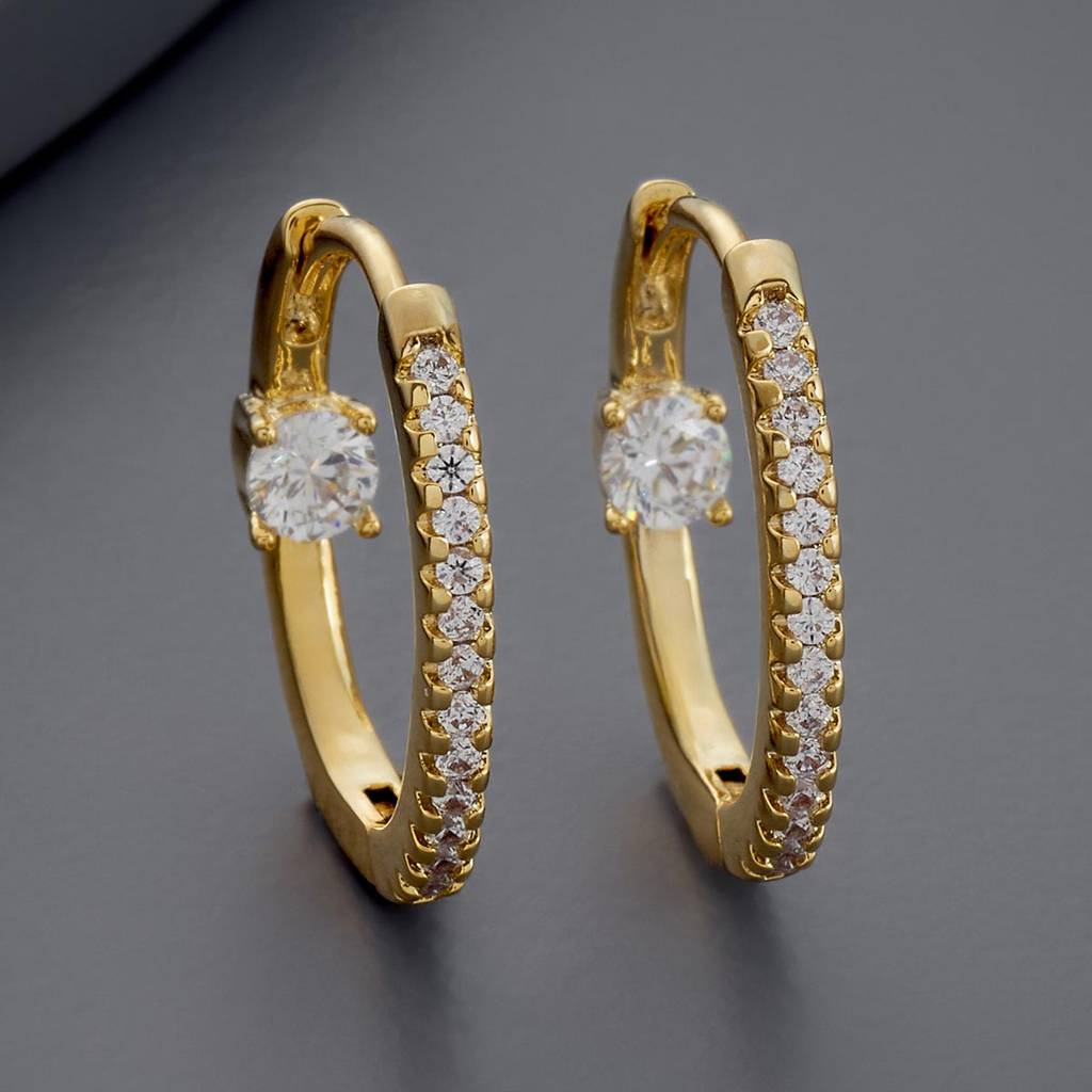 White Gold-Plated Party Zircon Trendy Hoops & Huggies-440276 : 440276