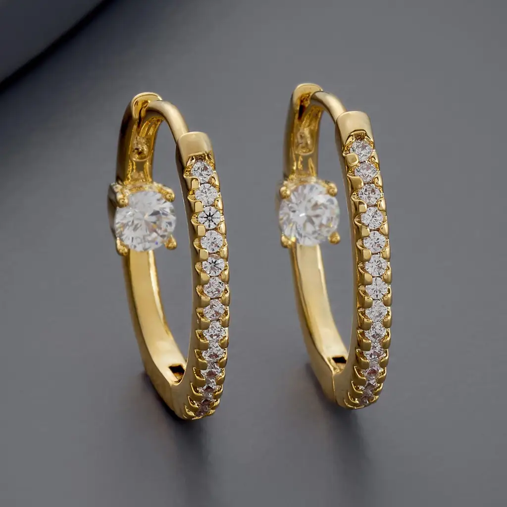 White Gold-Plated Party Zircon Trendy Hoops & Huggies-440276