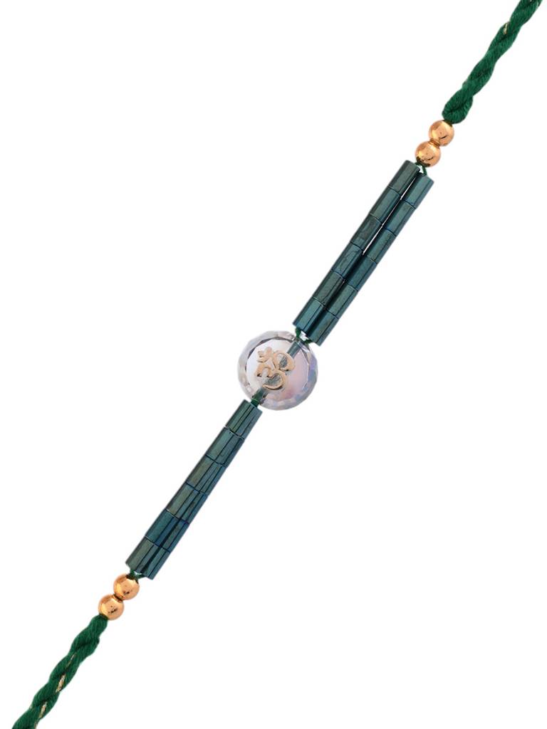 Men'S Bejewelled Green Beads Thread Rakhi For Brother : 8905124524277