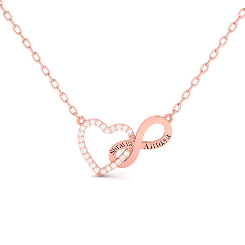 Custom Engraved Moissanite Couple'S Necklace : TGDP-208-Y