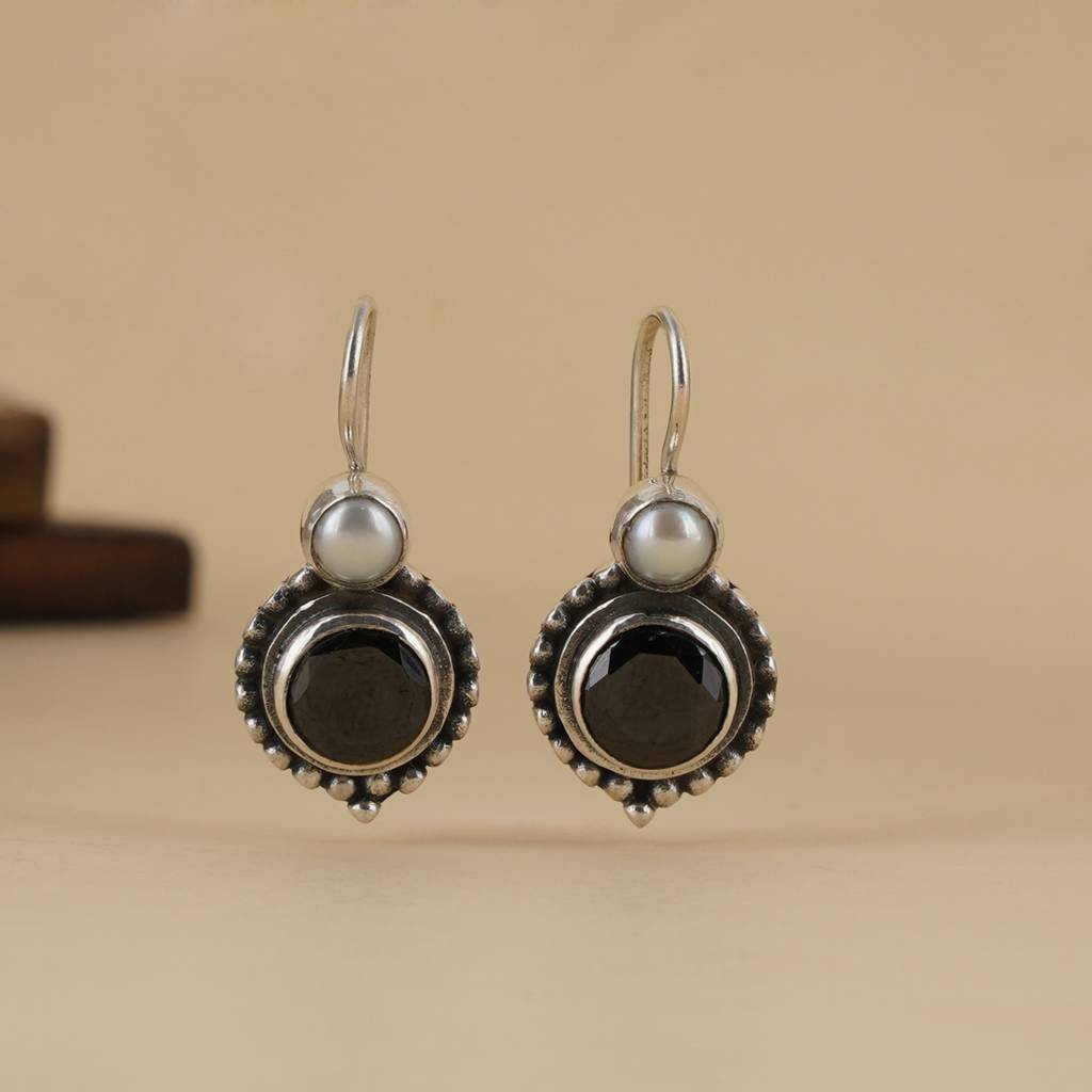 Black & White Silver Earrings : SSE798