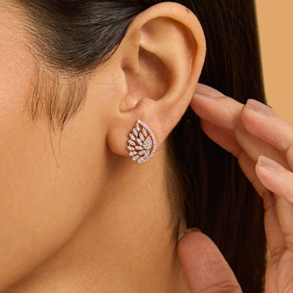 Kushal'S Fashion Jewellery White Rhodium-Plated Party Zircon Studs-430295 : 430295