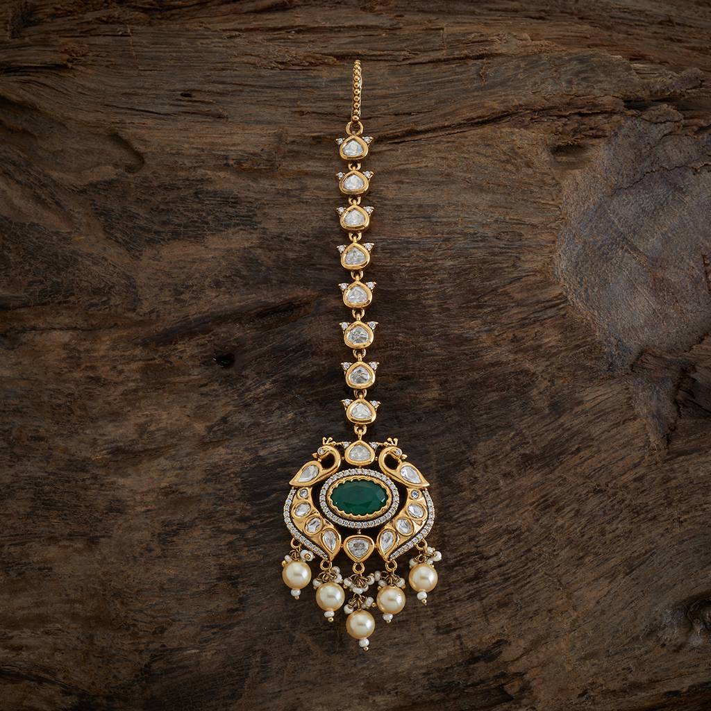 Kushal'S Fashion Jewellery Green Victorian-Plated Ethnic Kundan Maang Tikka-173057 : 415276