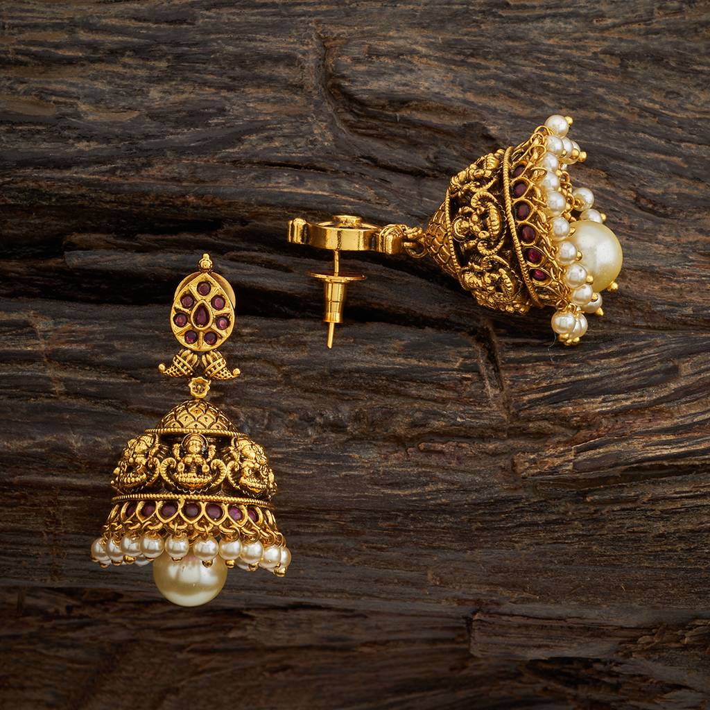 Kushal'S Fashion Jewellery Ruby Gold-Plated Ethnic Antique Earring-165603 : 401415