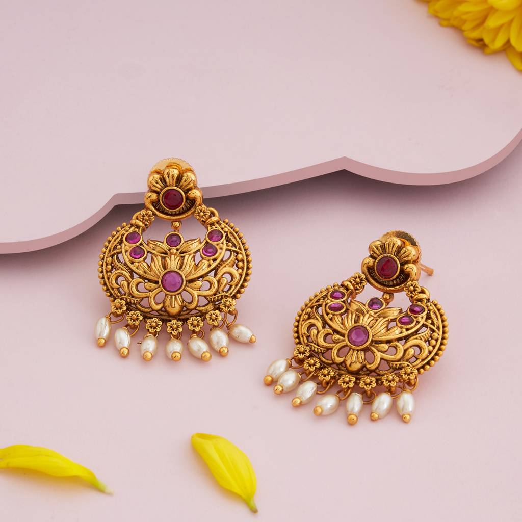 Kushal'S Fashion Jewellery Plated Ethnic Antique Chandbali Earrings-186026 : 443638