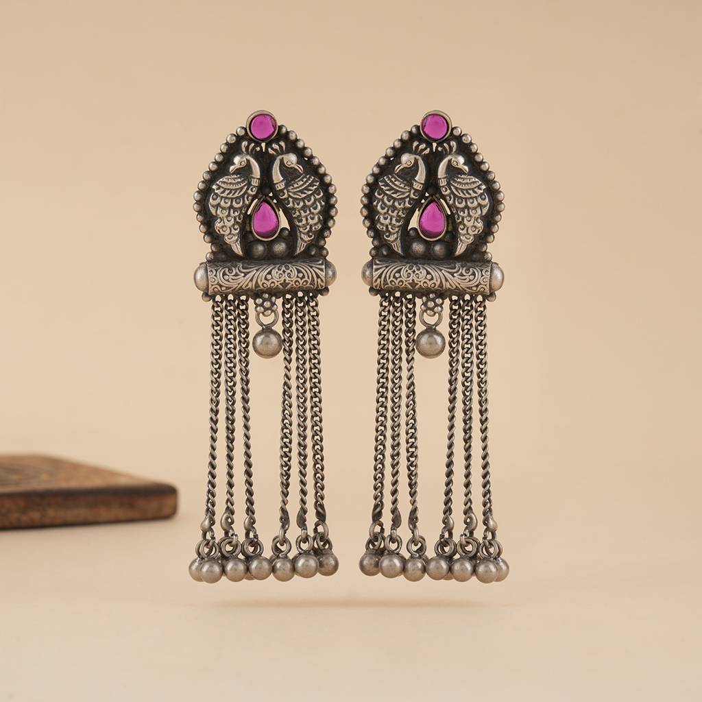 Peacock Nakashi Silver Earrings : SSE850