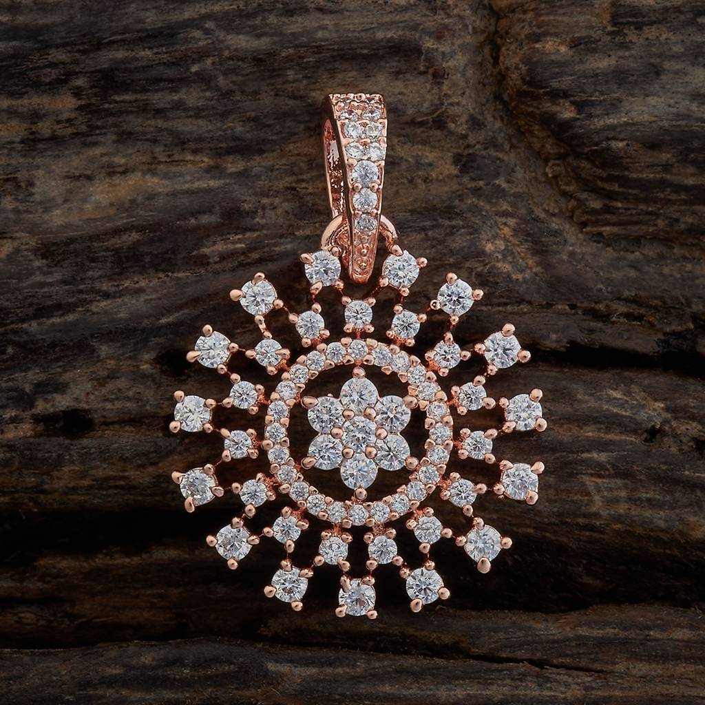 Kushal'S Fashion Jewellery White Rose Gold-Plated Party Zircon Pendant & Earring Set -413347 : 413347