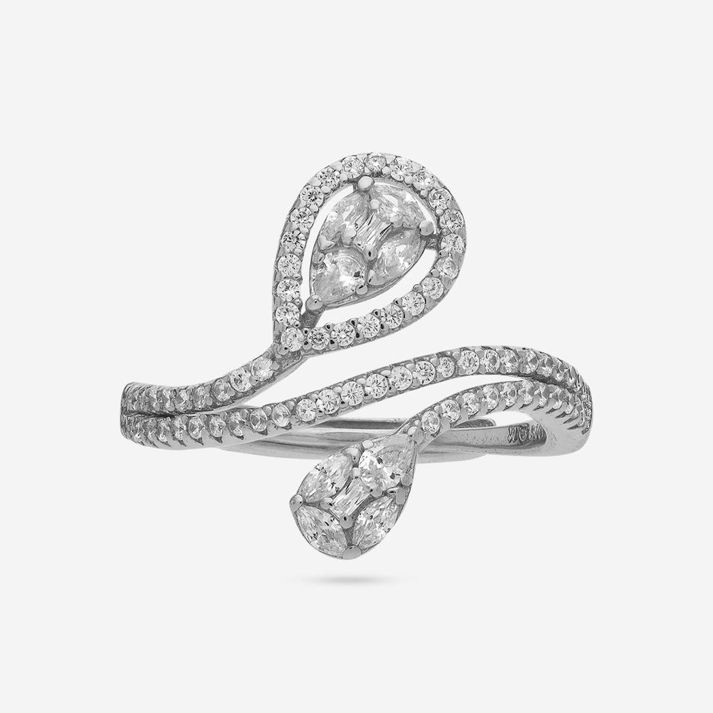 Rhodium-Plated Party 92.5 Sterling Silver Finger Ring -458213 : 458213