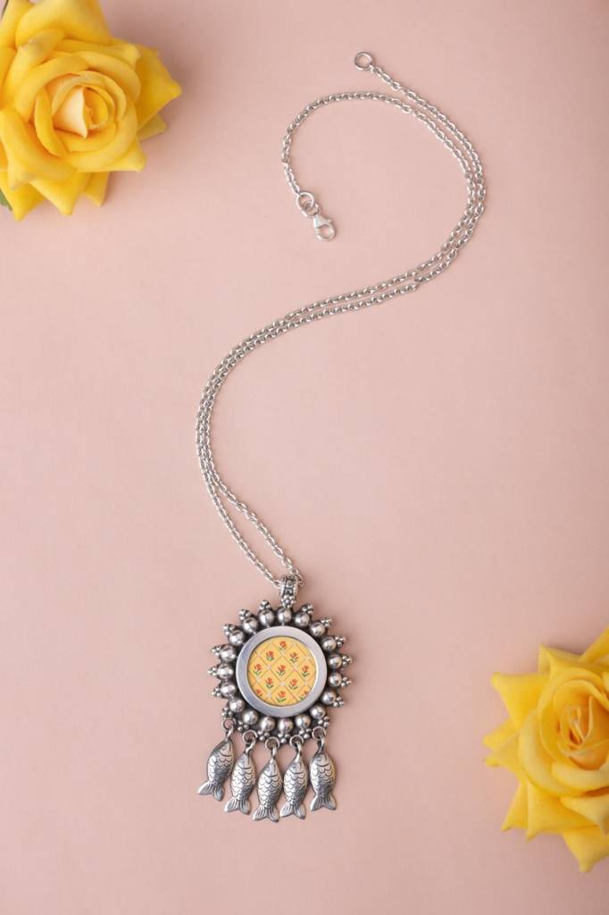 Mizoya Handpainted Fish Drop Necklace Earring Ring Set : SN4112