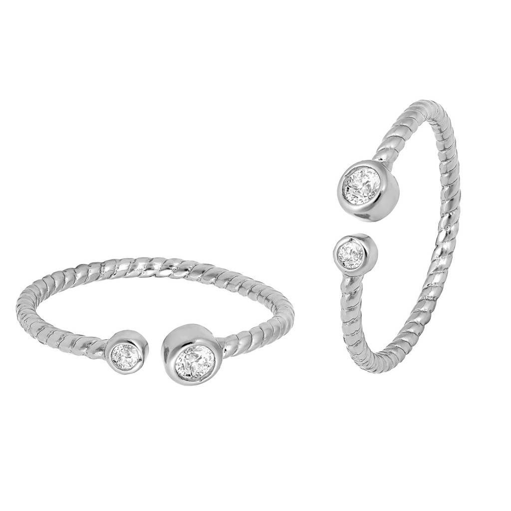 Silver Plated Cz Studded Adjustable Fancy Toe Ring Stylish Bichiya Daily Regular Jewellery For Women : PF30TR21S