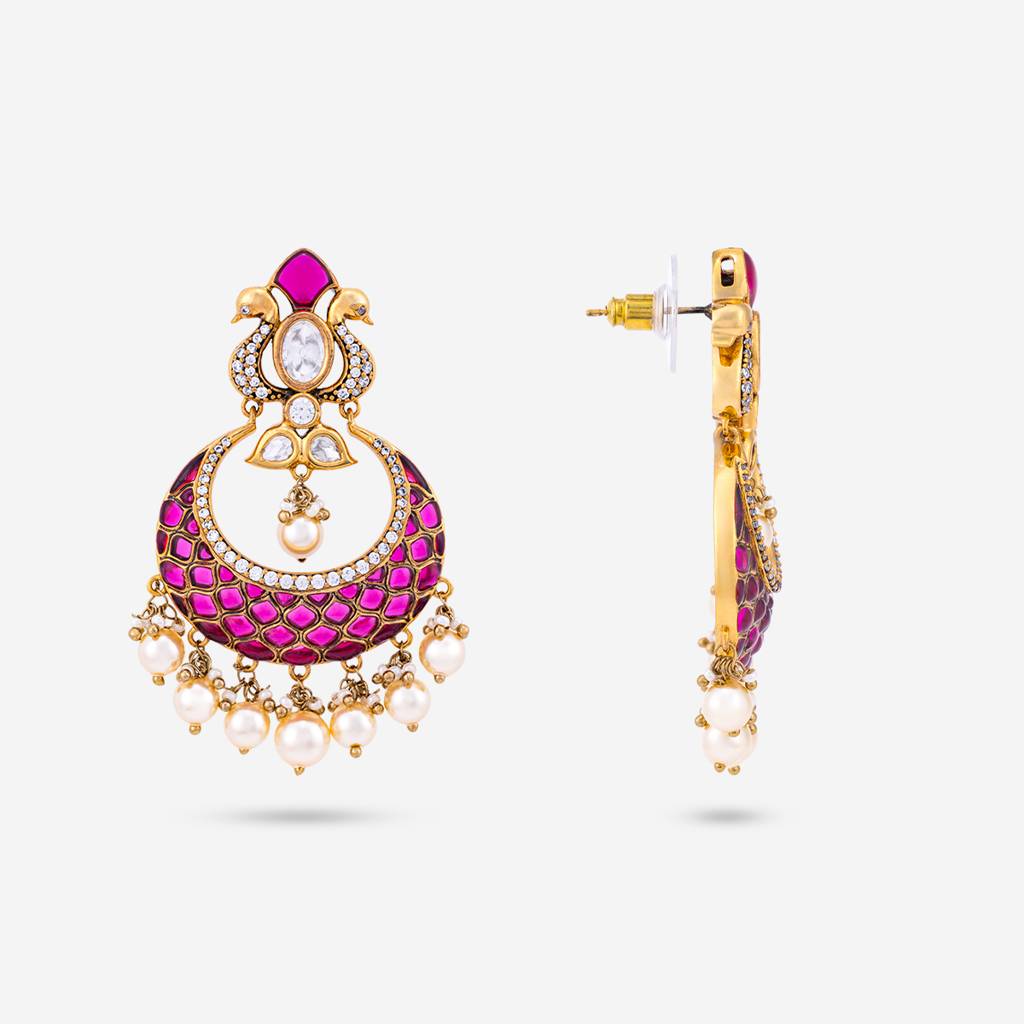 Kushal'S Fashion Jewellery -Plated Kundan Chandbali Earrings-184830 : 441268