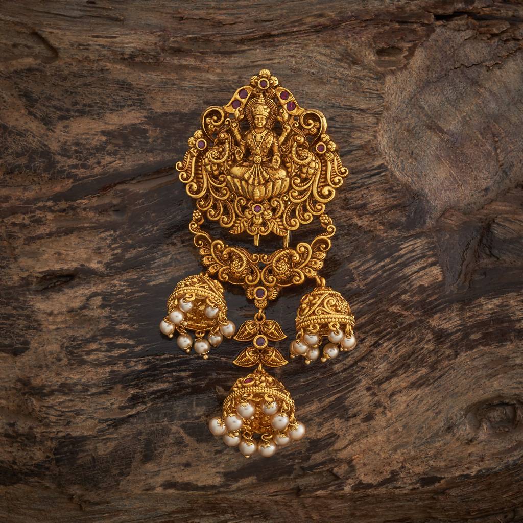 Kushal'S Fashion Jewellery Ruby Gold-Plated Ethnic Antique Hair Brooch -185160 : 442017
