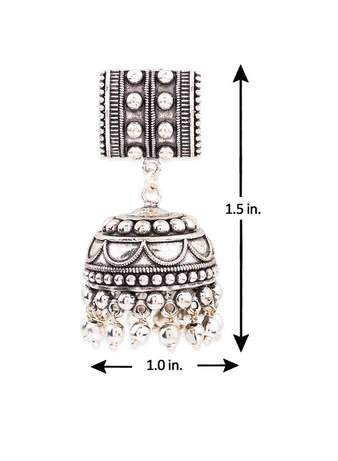 Rava Ball Silver Oxidized Jhumka Earrings-Vmjai43287 : 8905124136074